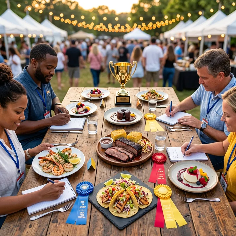 Gourmet dishes being judged at the food competition